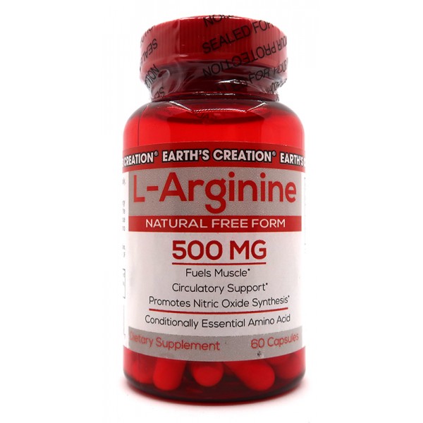 L-Аргинин, Earths Creation, L-Arginine 500 мг - 60 капс