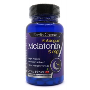 Мелатонин в жевательных таблетках, Earths Creation, Melatonin 5 мг (Sublingual) - 60 таб 