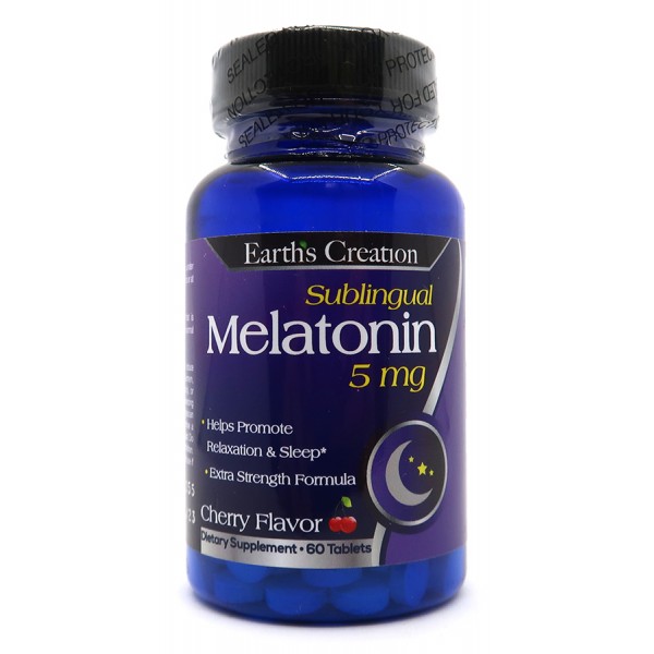 Мелатонин в жевательных таблетках, Earths Creation, Melatonin 5 мг (Sublingual) - 60 таб 
