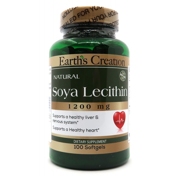 Лецитин соевый, Earths Creation, Soya Lecithin 1200 мг - 100 гель капс