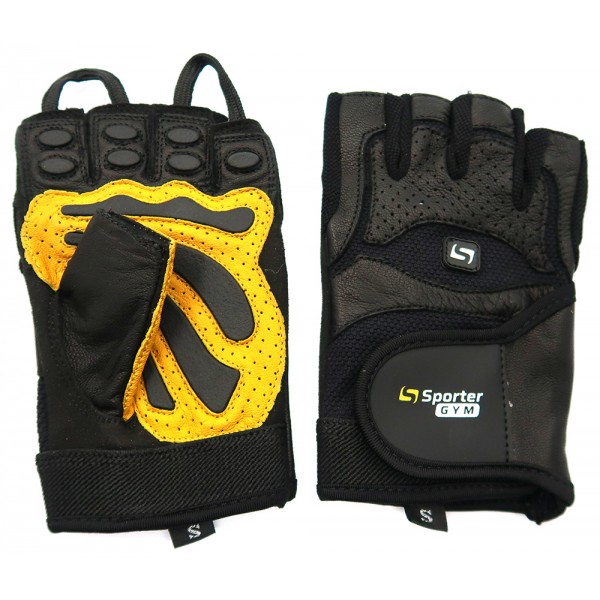 Тренувальні рукавички Deadlift, SporterGYM - Чорні/Жовті