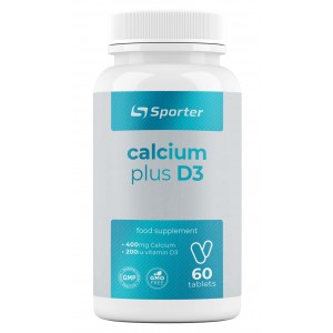 Кальцій + Вітамін Д3, Sporter, Calcium 400 мг +D3 - 60 таб