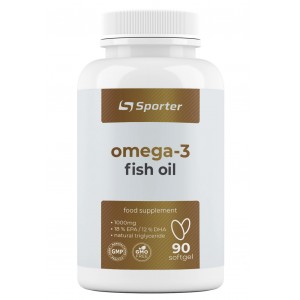 Рыбий жир Омега 3 (180 ЕПК / 120 ДГК), Sporter, Omega 3 1000 мг - 90 гель капс