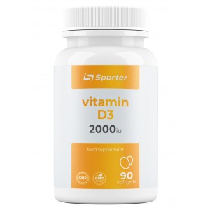 Витамин Д3, Sporter, Vitamin D3 2000 ME - 90 софт гель
