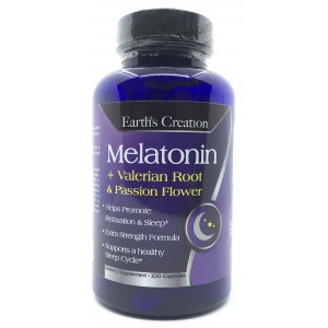 Комплекс для сна с мелатонином и валерианой, Earths Creation, Melatonin + Valerian Root & Passion Flower - 100 капс