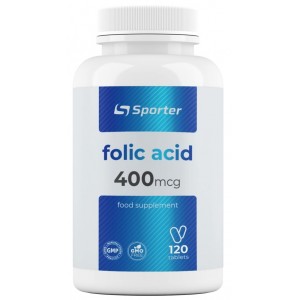 Фолиевая кислота, Sporter, Folic Acid 400 мкг - 120 таб